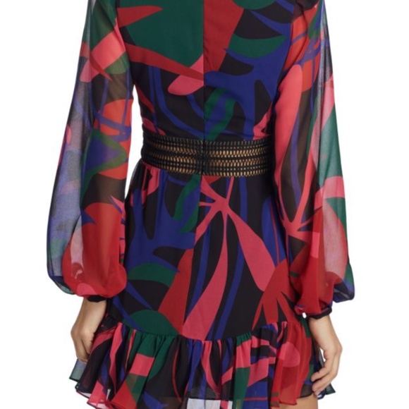 PATBO Rio Print Lace Trim Minidress In Black - Picture 2 of 8